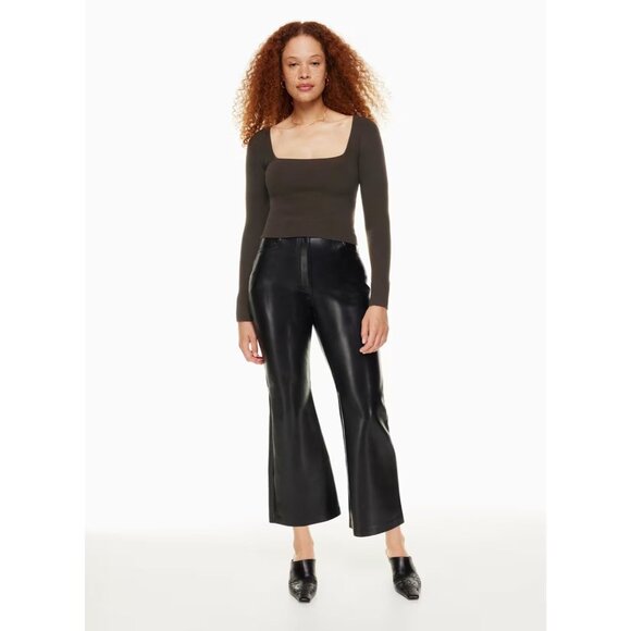 Aritzia WILFRED Leighton Oat Modal Wool Ribbed Knit Square Neck Sweater, Size S - Picture 11 of 15